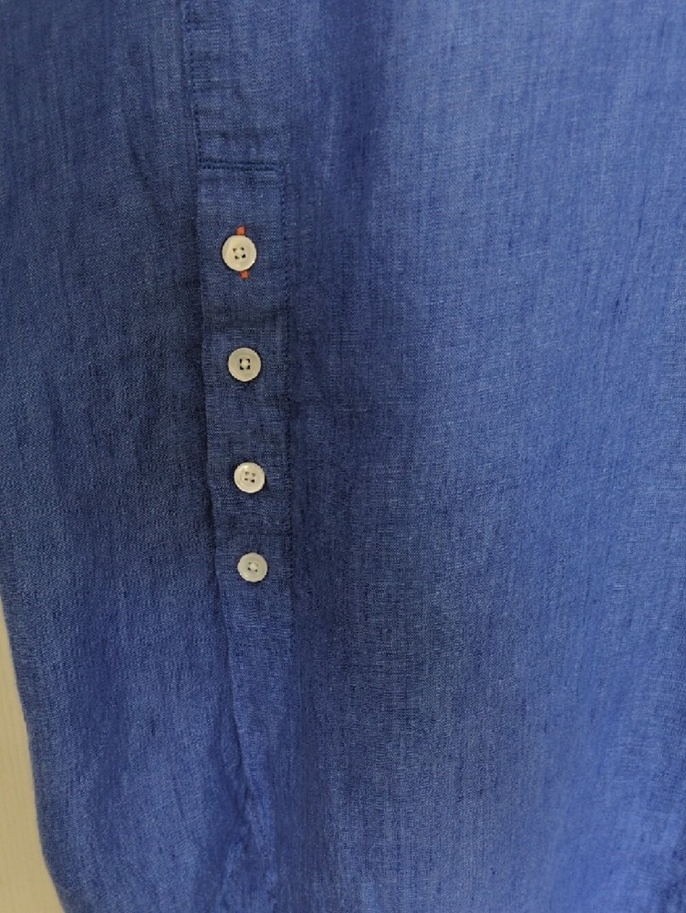 J. McLaughlin Indigo Blue Linen Button-Front Pullover Shirt - Picture 3 of 5